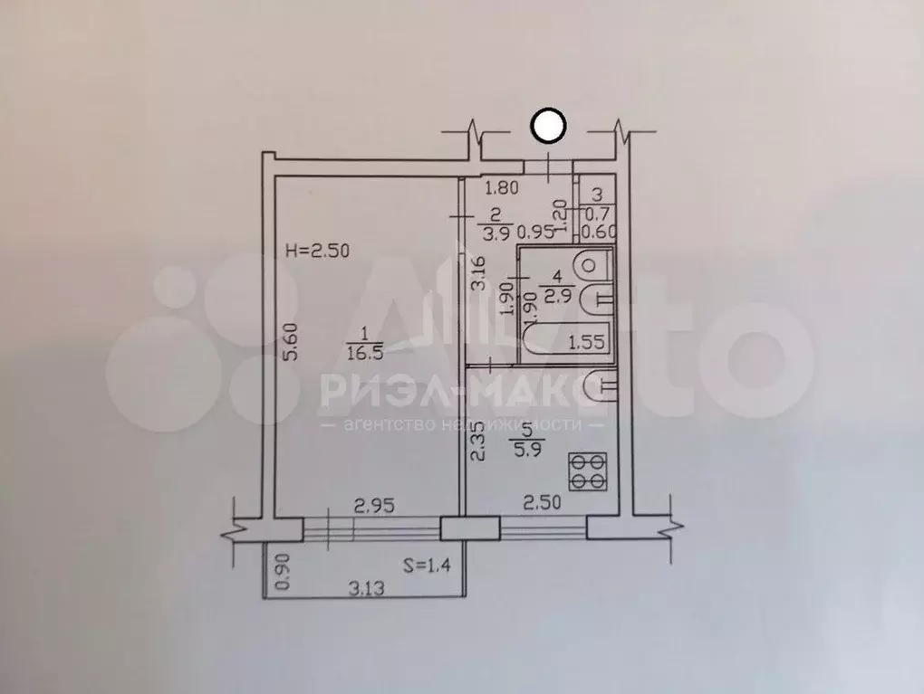 1-к. квартира, 30 м, 4/5 эт. - Фото 0