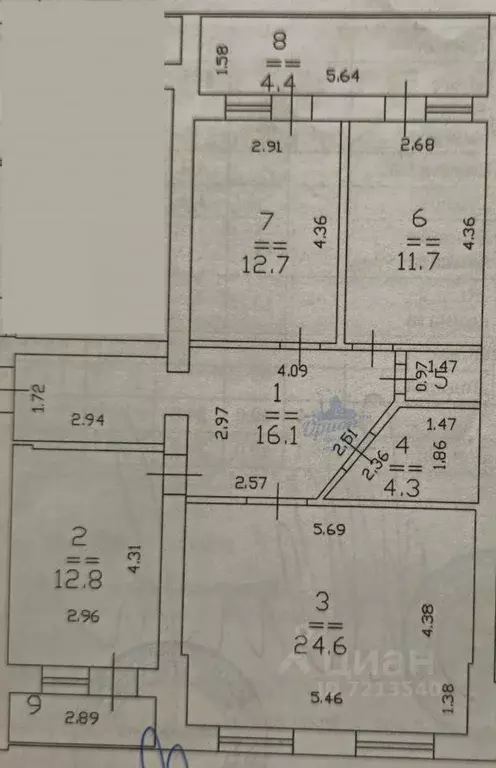 3-к кв. нижегородская область, нижний новгород ул. гончарова, 2б (89.7 . - Фото 1