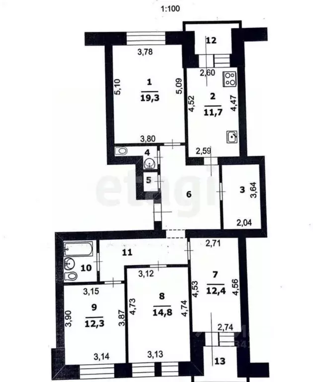 4-к кв. Белгородская область, Белгород ул. Победы, 49к5 (120.0 м) - Фото 1