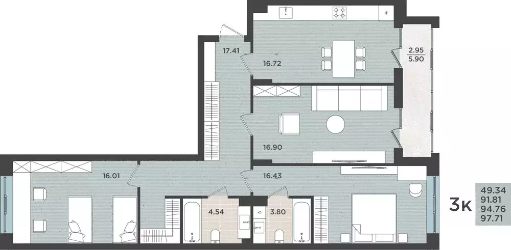 Квартира-студия: Калининград, Земельная улица, 30 (94.76 м) - Фото 1