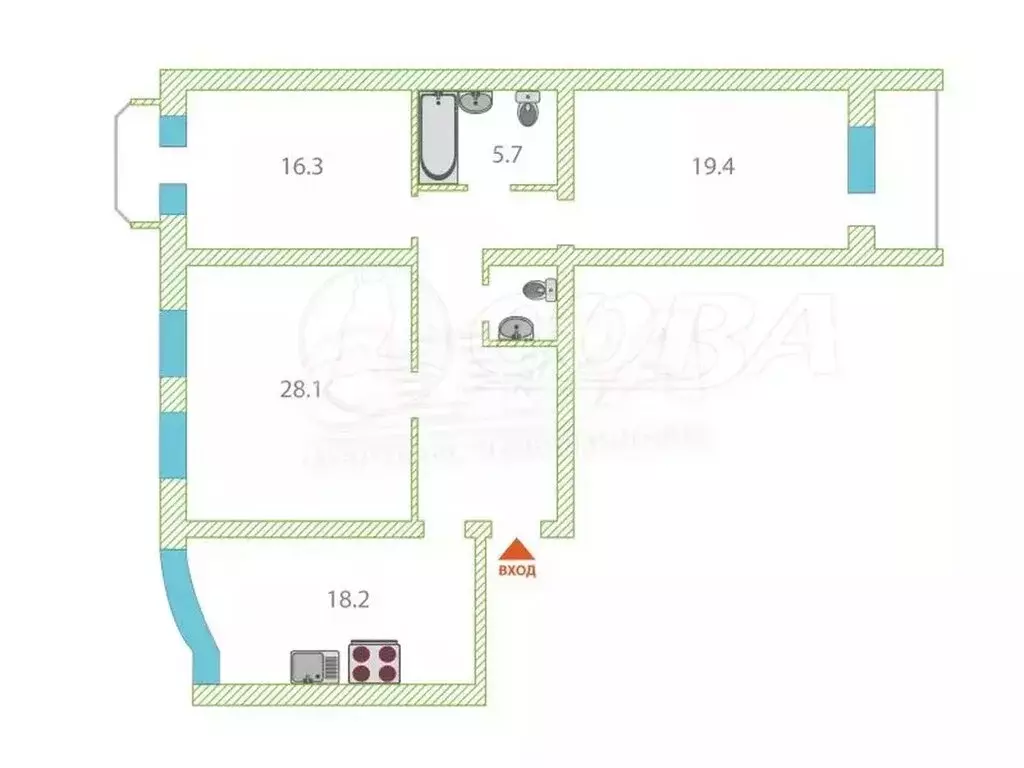 3-комнатная квартира: Тюмень, улица Александра Матросова, 1к2 (108 м) - Фото 1