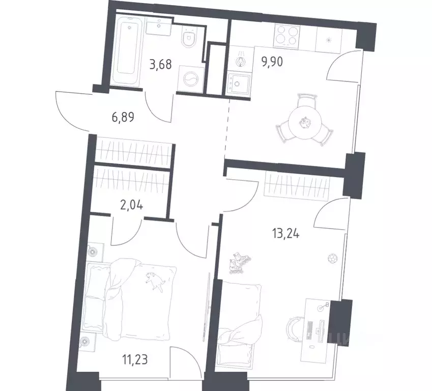 2-к кв. Москва Квартал на воде жилой комплекс, к5 (46.98 м) - Фото 1