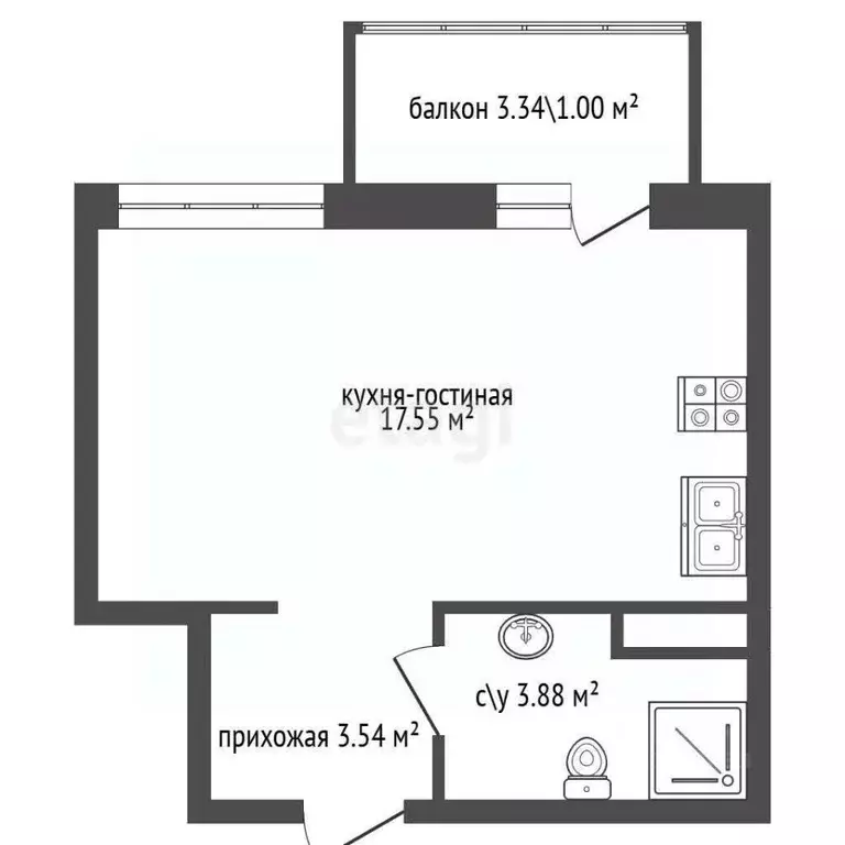 Студия Ленинградская область, Мурино Всеволожский район, просп. ... - Фото 2