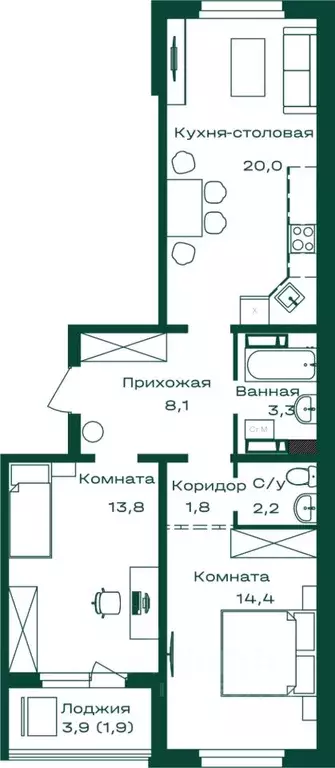 2-к кв. Алтай, Майминский район, с. Майма Алтайская ул., 2Г (65.5 м) - Фото 0