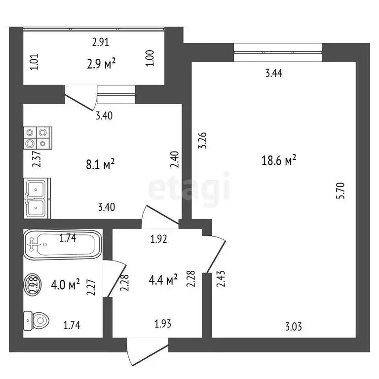 1-комнатная квартира: Стерлитамак, проспект Октября, 93 (35.1 м) - Фото 1