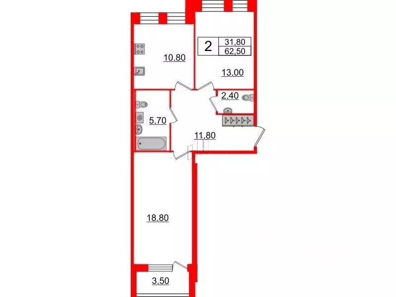 2-к кв. Санкт-Петербург Манчестерская ул., 3 (62.5 м) - Фото 0