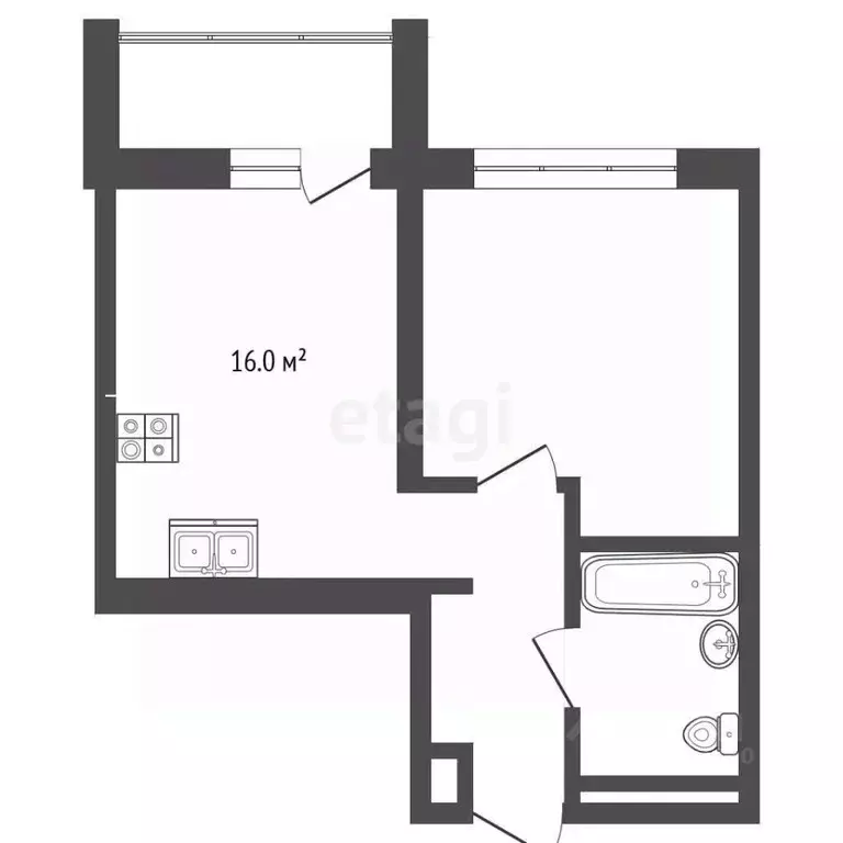 1-к кв. Тюменская область, Тюмень ул. Разведчика Кузнецова, 16 (39.0 ... - Фото 2