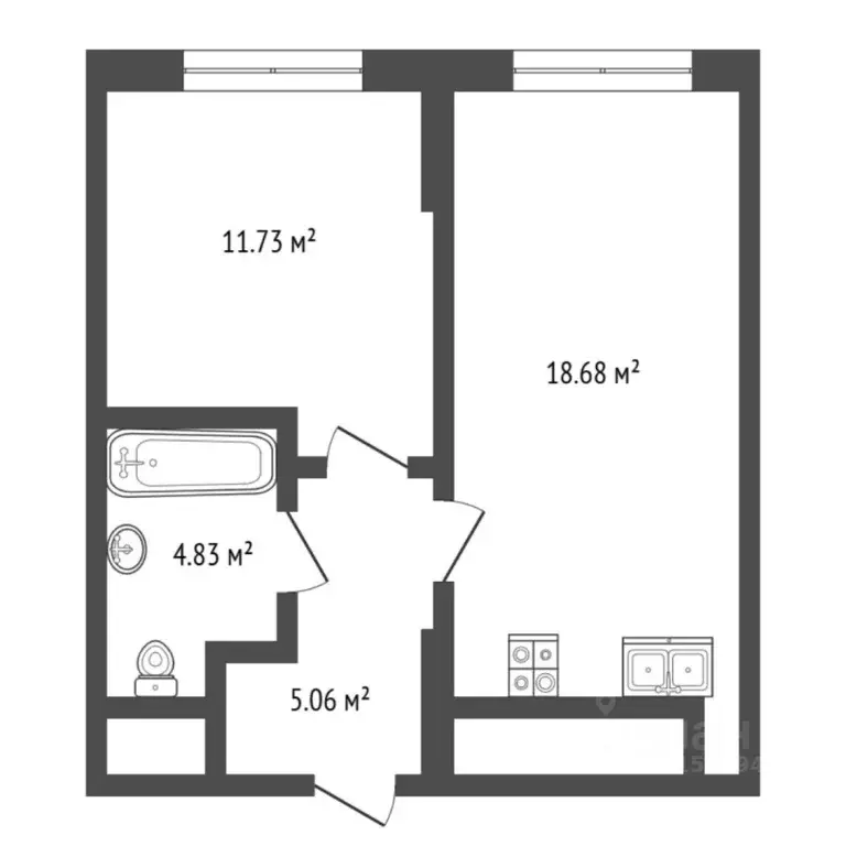 1-к кв. Тюменская область, Тюмень ул. Разведчика Кузнецова, 7 (40.2 м) - Фото 2