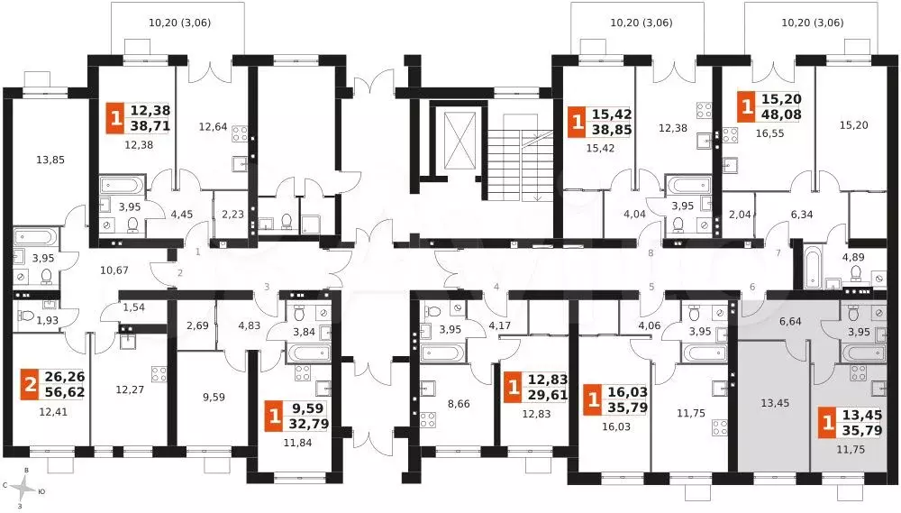 1-к. квартира, 35,8 м, 1/3 эт. - Фото 1