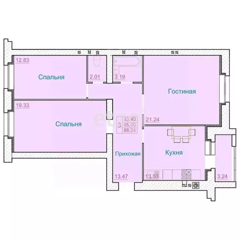 3-к кв. Белгородская область, Алексеевка ул. Фрунзе, 7 (59.0 м) - Фото 1