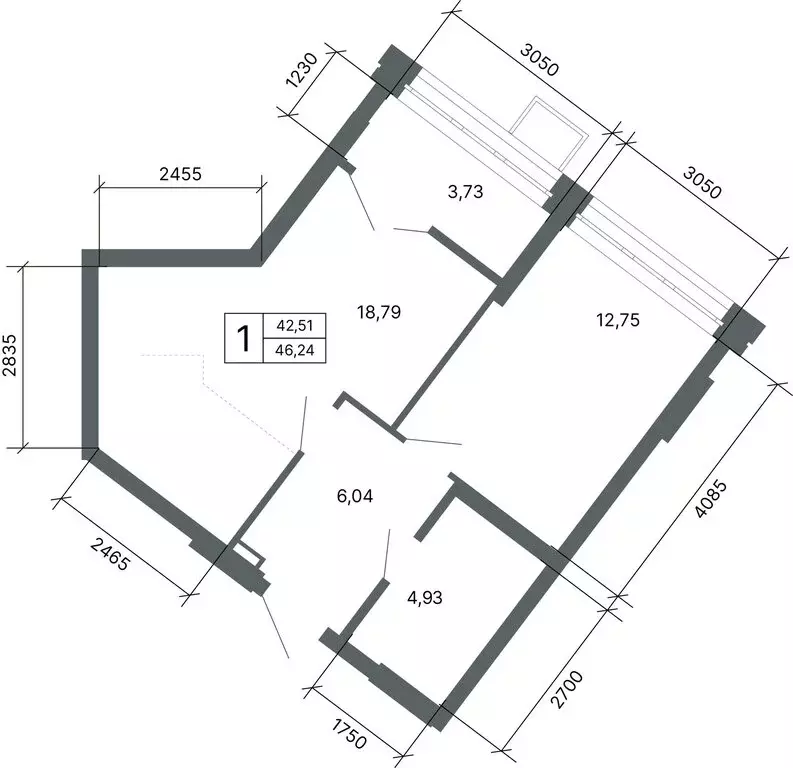 1-комнатная квартира: Екатеринбург, улица Мира, 47/6 (45.8 м) - Фото 2