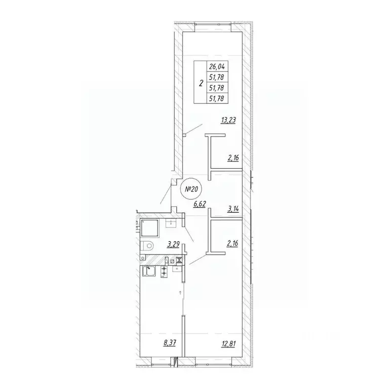 2-к кв. Калининградская область, Зеленоградск  (51.78 м) - Фото 2