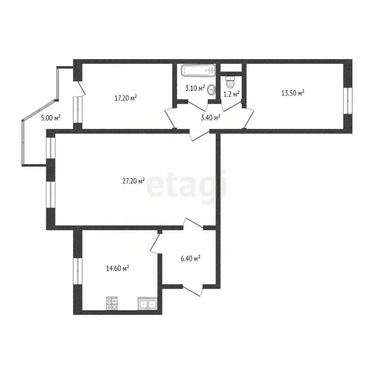 3-к кв. Ханты-Мансийский АО, Ханты-Мансийск Красноармейская ул., 4 ... - Фото 2