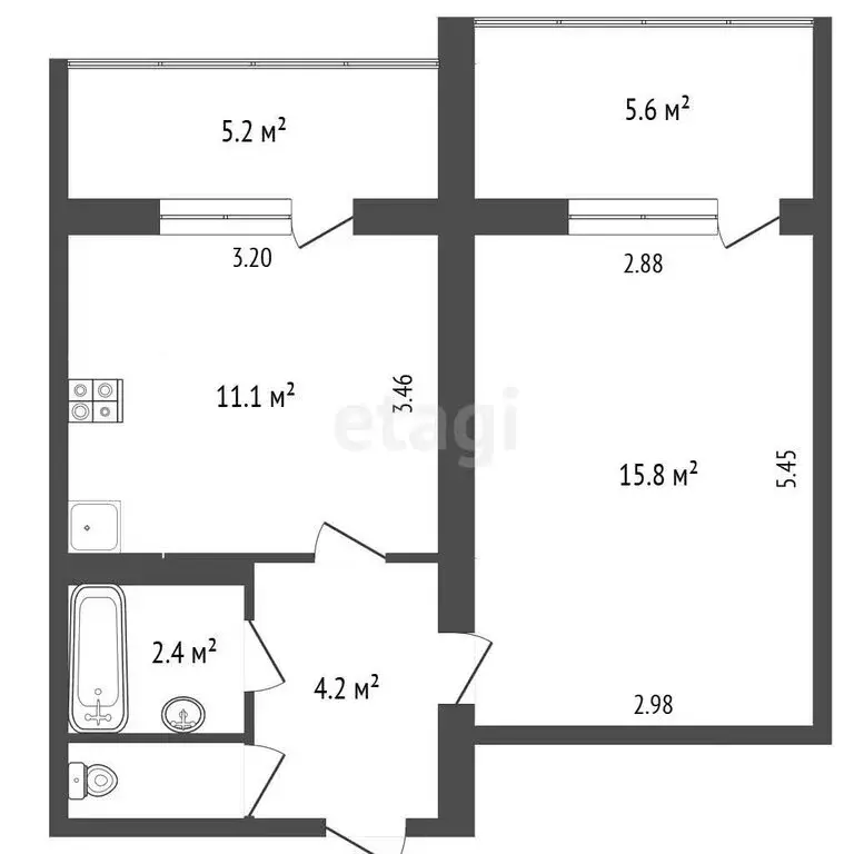 1-комнатная квартира: Алупка, Севастопольское шоссе, 2А (34.6 м) - Фото 1