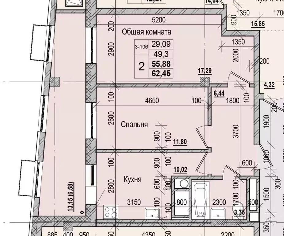 2-к кв. Саха (Якутия), Якутск ул. Чкалова, 47 (55.88 м) - Фото 1