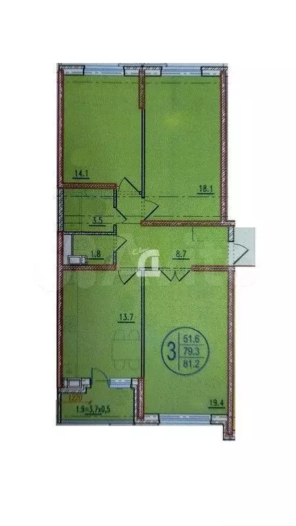 3-к. квартира, 83 м, 4/16 эт. - Фото 0