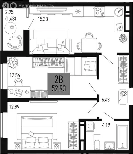 2-комнатная квартира: Аксай, Аксайский проспект, 33Б (52.9 м) - Фото 1