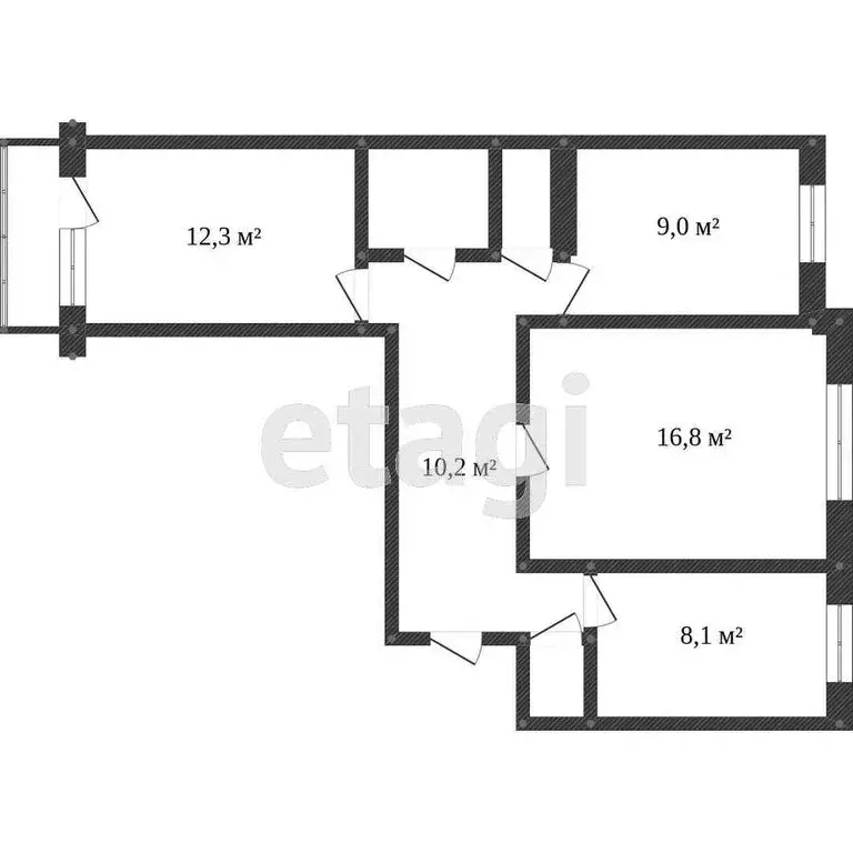 3-комнатная квартира: Тобольск, 8-й микрорайон, 16 (66 м) - Фото 1