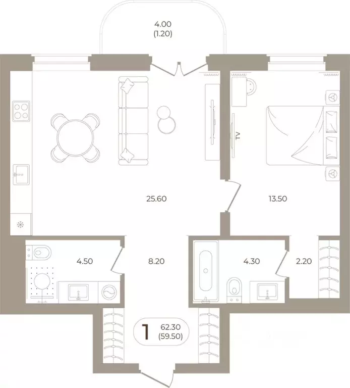1-к кв. Башкортостан, Стерлитамак ул. Мира, 70 (59.5 м) - Фото 1