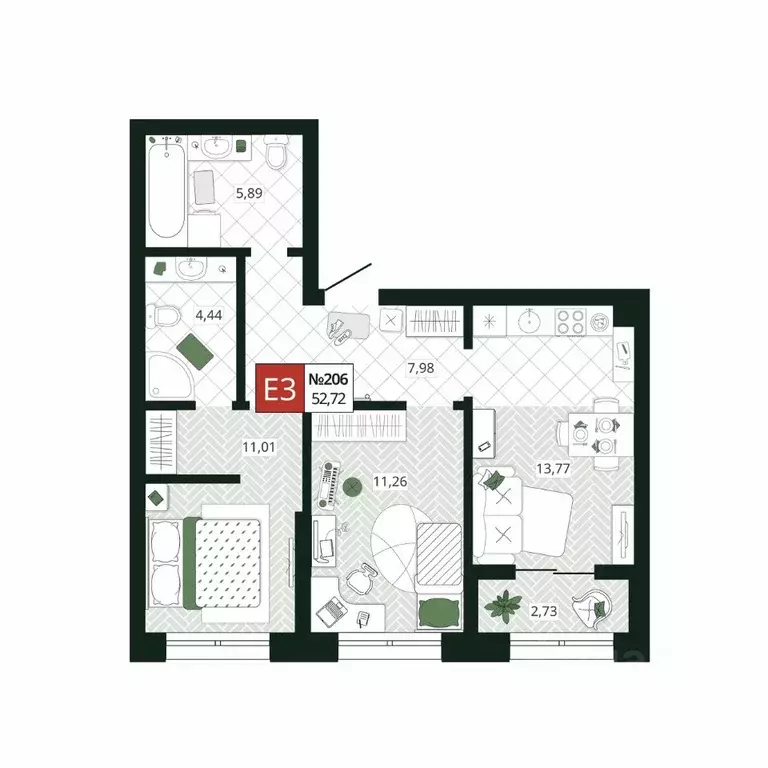 2-к кв. Тульская область, Тула Мясново мкр, Желания жилой комплекс ... - Фото 0