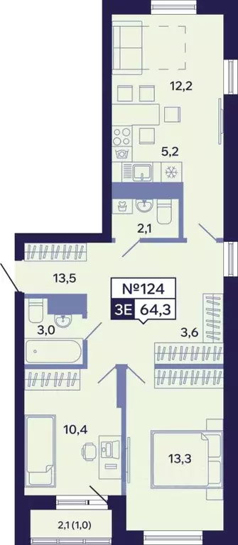 3-к кв. Саха (Якутия), Якутск ул. Новопортовская, 1Д (64.3 м) - Фото 1