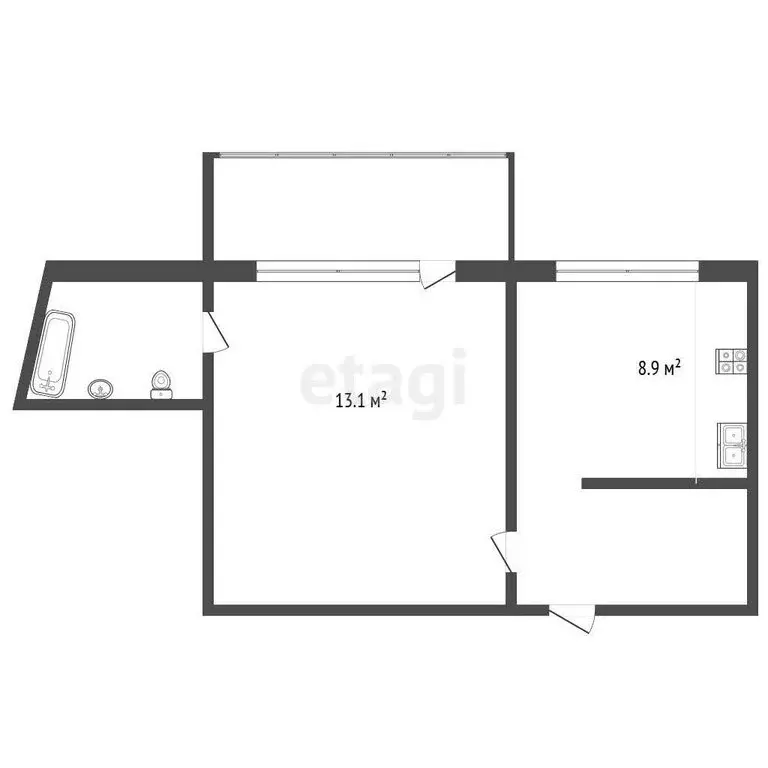 1-комнатная квартира: Дубна, проспект Боголюбова, 45 (33.4 м) - Фото 1