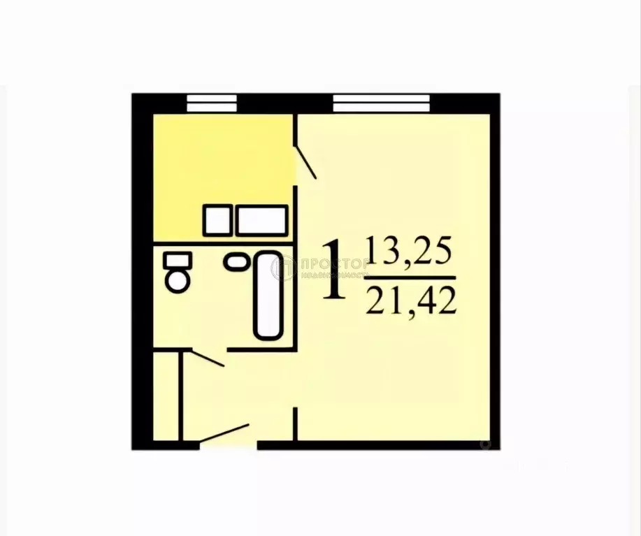 1-к кв. Москва Бакинская ул., 13 (21.42 м) - Фото 2