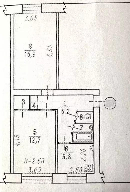 2-к. квартира, 46,5 м, 1/5 эт. - Фото 0