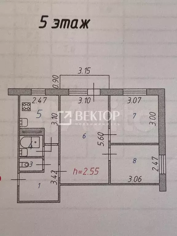 3-к. квартира, 50 м, 5/5 эт. - Фото 0