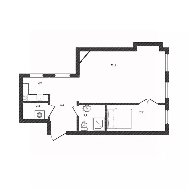 2-к кв. Санкт-Петербург 8-я Советская ул., 44 (42.3 м) - Фото 1