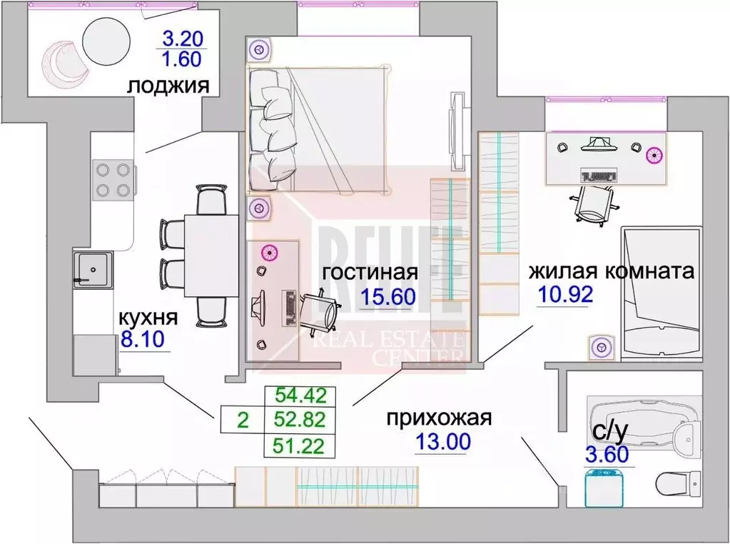 2-к кв. Калининградская область, Зеленоградск ул. Тургенева, 16А (54.0 ... - Фото 1