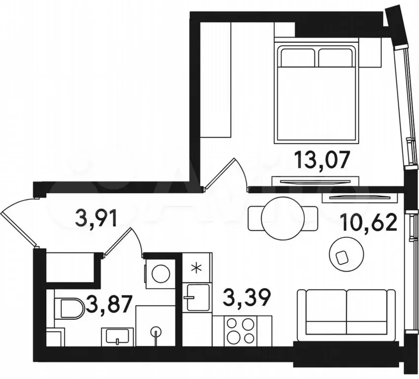 1-к. квартира, 34,9 м, 5/41 эт. - Фото 0
