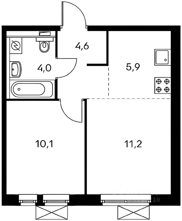 2-к кв. Московская область, Люберцы ул. 8 Марта, 18к1 (35.0 м) - Фото 2