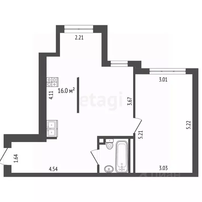 1-к кв. Белгородская область, Белгород ул. Каштановая, 12 (47.0 м) - Фото 2