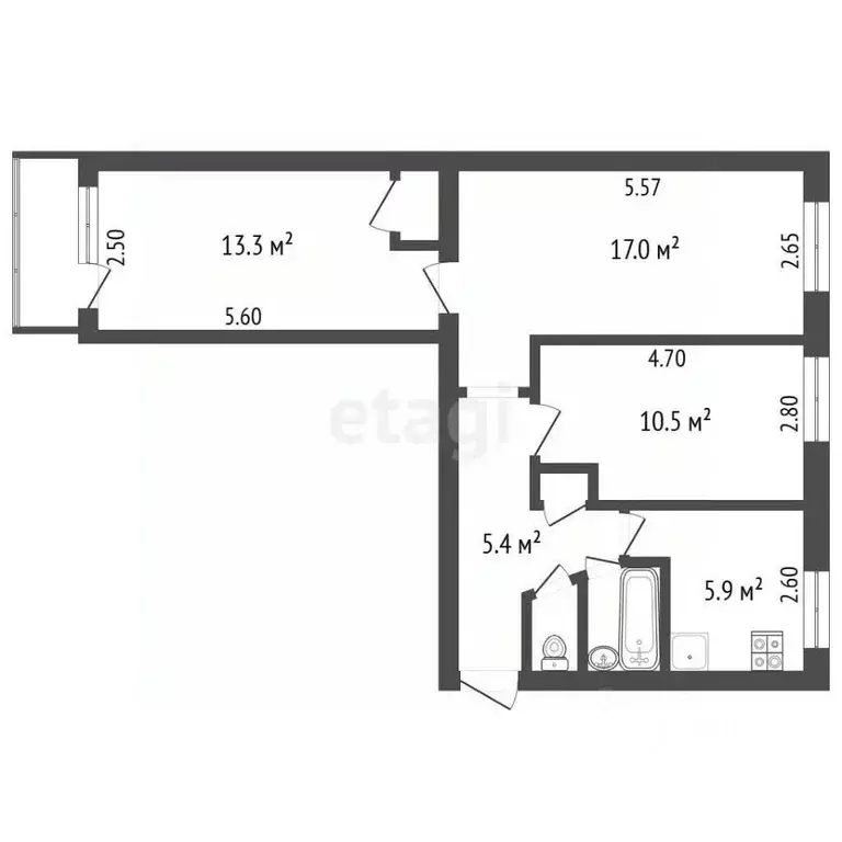 3-к кв. Крым, Бахчисарай ул. Макаренко, 4 (56.9 м) - Фото 2