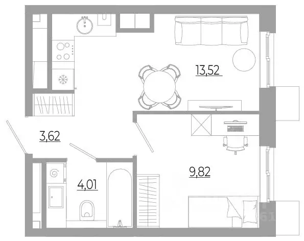 1-к кв. Астраханская область, Астрахань Энергетическая ул. (30.97 м) - Фото 1