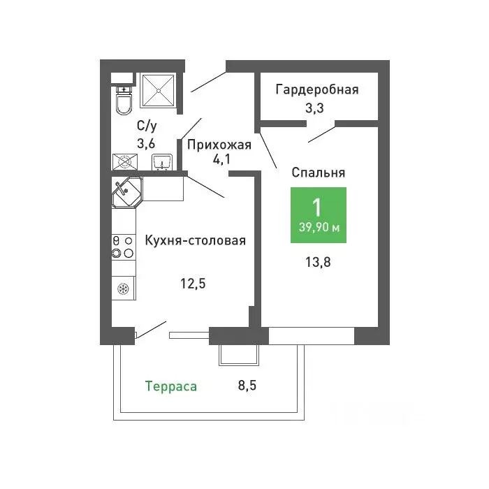 1-к кв. Воронежская область, Воронеж ул. Остужева, 52/5 (39.9 м) - Фото 0