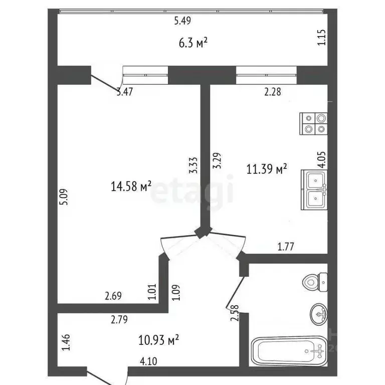 1-к кв. Татарстан, Набережные Челны 33-й комплекс, 4 (35.0 м) - Фото 0