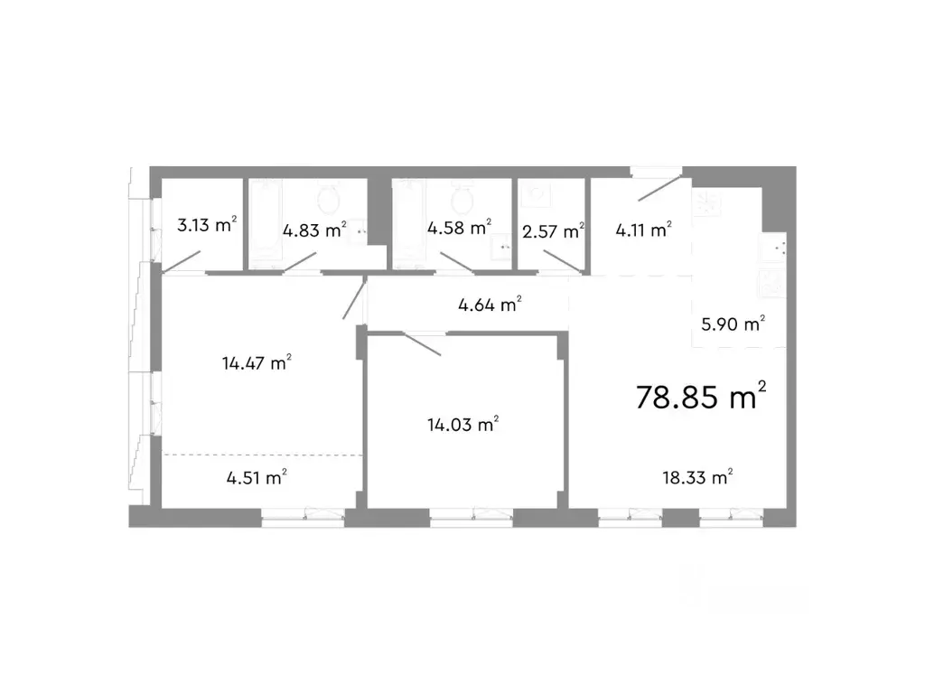 2-к кв. Челябинская область, Челябинск ул. Худякова, 18/2 (78.85 м) - Фото 0