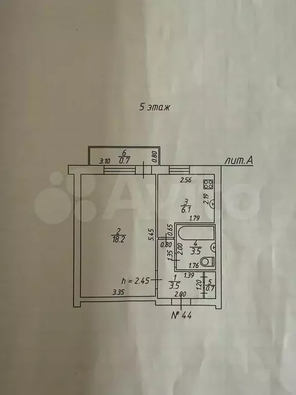1-к. квартира, 32 м, 5/5 эт. - Фото 0