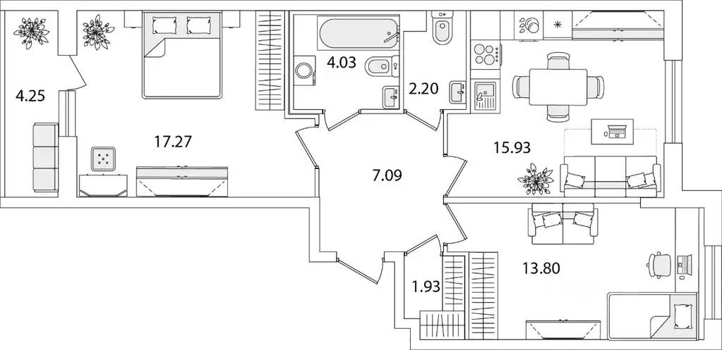 2-к кв. Санкт-Петербург ул. Тамбасова, 5Н (64.38 м) - Фото 0