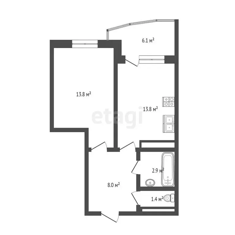 1-комнатная квартира: Тюмень, улица Мельникайте, 2к7 (39.8 м) - Фото 1