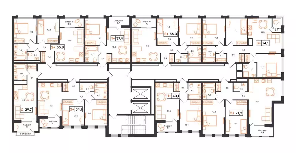 1-комнатная квартира: Тюмень, ЖК UNO (37.4 м) - Фото 1