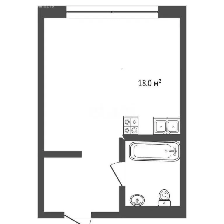 Квартира-студия: Кемерово, Ленинградский проспект, 44А (28.9 м) - Фото 1