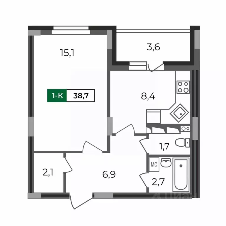 1-к кв. Владимирская область, Владимир бул. Сталинградский, 5 (38.7 м) - Фото 0