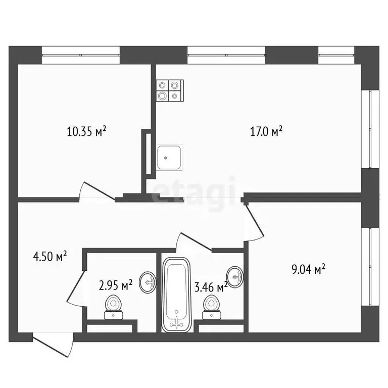 2-комнатная квартира: Тюмень, улица Вадима Бованенко, 7 (52.1 м) - Фото 1