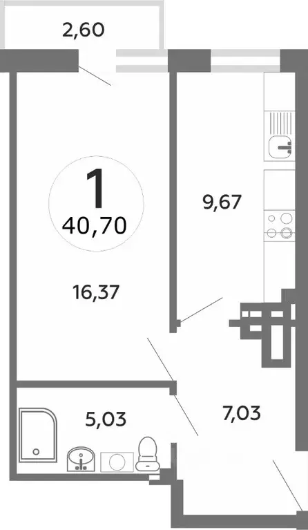 1-к кв. Ростовская область, Ростов-на-Дону ул. Мечникова, 37 (42.0 м) - Фото 1