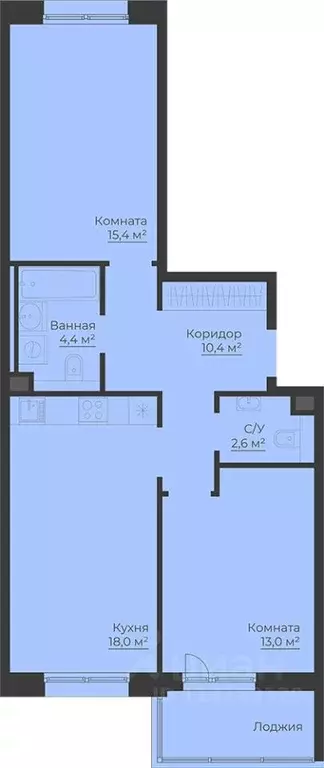 2-к кв. Ярославская область, Рыбинск Западный п/р, Малиновский Квартал ... - Фото 0