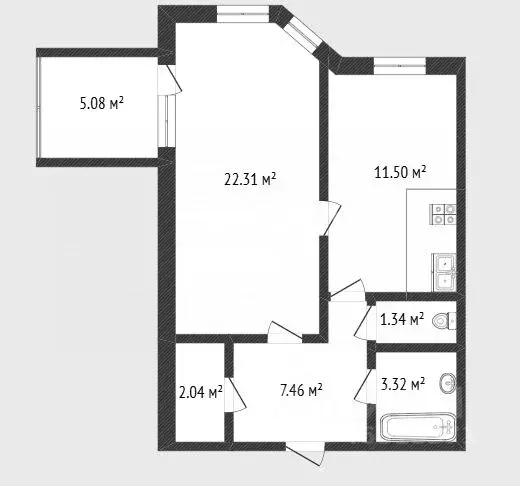 1-к кв. Тюменская область, Тюмень ул. 9 Января, 162/1 (51.0 м) - Фото 1