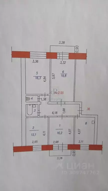 4-к кв. Кемеровская область, Новокузнецк Тушинская ул., 69А (93.6 м) - Фото 0